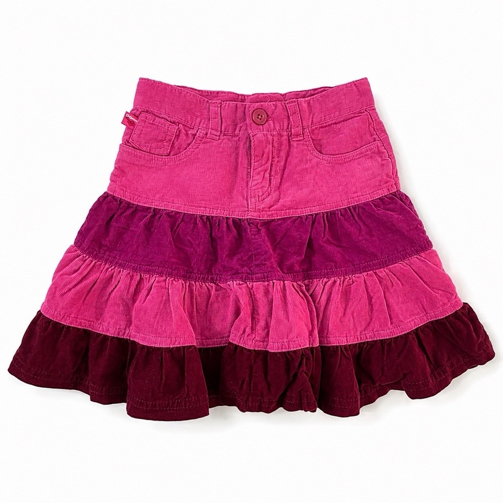 The Children's Place Corduroy Tiered Ruffle Skirt Pink Girls 5 Cowgirl Boho NWT